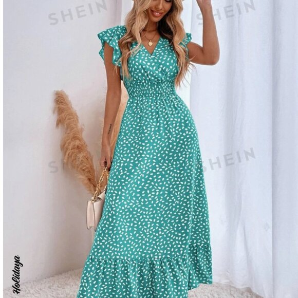 Turquoise Polka Dot Dress - Picture 2 of 3